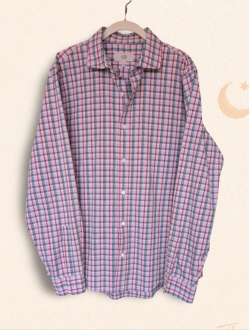 Jack Spade New York Men's XL Pink Blue Plaid Button Front Shirt